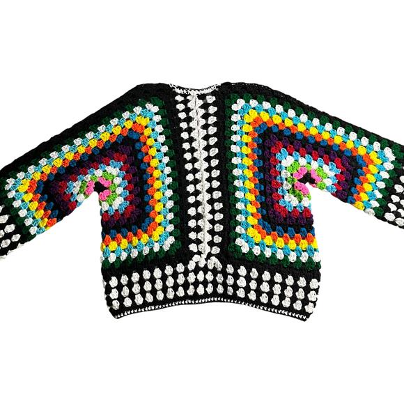 Handmade‎ Crochet Bright Vibrant Hexi Cardigan Boho Festival  Fits S to L (3003) - Picture 8 of 11